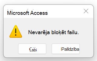 Kļūdas ziņojums: Failu nevarēja bloķēt.