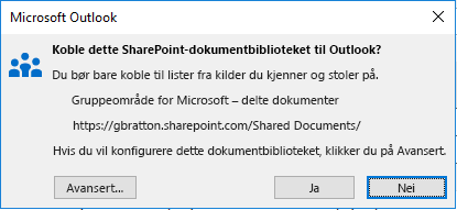 Koble til et SharePoint-dokumentbibliotek