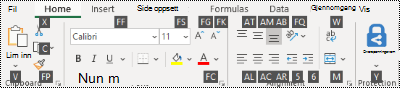 Tastetips for Excel-båndet.