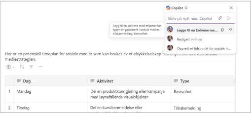 Skjermbilde som viser redigeringsloggen. Ledetekster som er brukt og bilde av forfatteren som skrev ledeteksten i Copilot vises