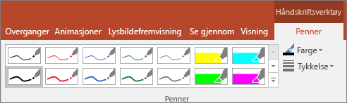 Viser Pennestilalternativer i Office