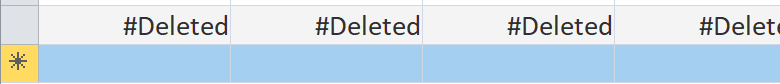 Row showing fields that say Deleted
