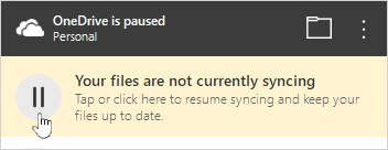 OneDrive paused button