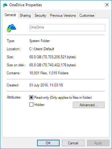 OneDrive properties