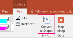 Shows the Convert to Shapes button in Ink Tools