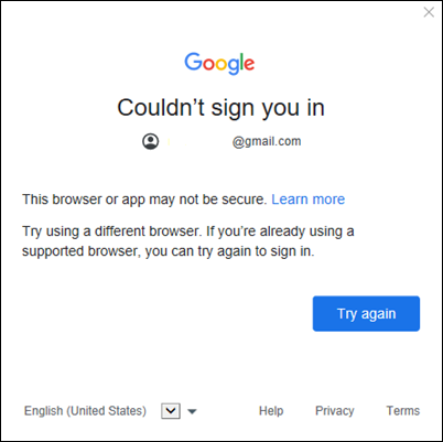 Google-account toevoegen aan klassieke Outlook-fout