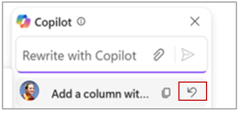 Schermopname van Loop Copilot-promptgeschiedenis en de knop Ongedaan maken is gemarkeerd