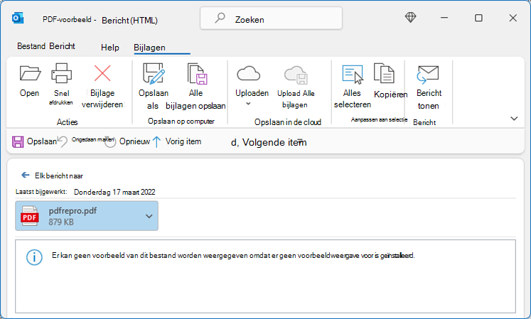 Fout in PDF bij het weergeven vanuit Outlook