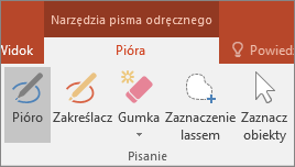 Przycisk Pióro na karcie Narzędzia pisma odręcznego w pakiecie Office