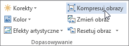 Przycisk Kompresuj obrazy na karcie Narzędzia obrazów > Formatowanie