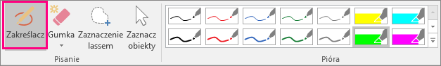 Przycisk Zakreślacz na karcie Narzędzia pisma odręcznego
