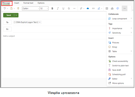 Outlook w sieci Web widoku.