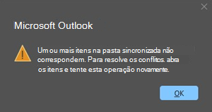 Erro de conflito do Outlook com o item de reunião