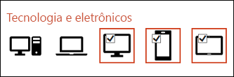 Você pode selecionar vários ícones para inserir, clicando uma vez em cada um deles.