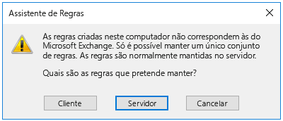 Caixa de Diálogo do Assistente de Regras