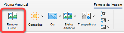 A opção Remover Imagem encontra-se no separador Formato da Imagem nas aplicações do Office.