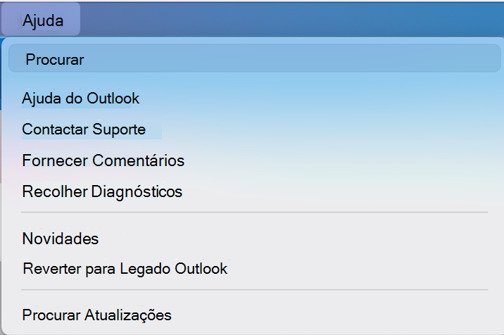 botão de alternar com opções do novo outlook