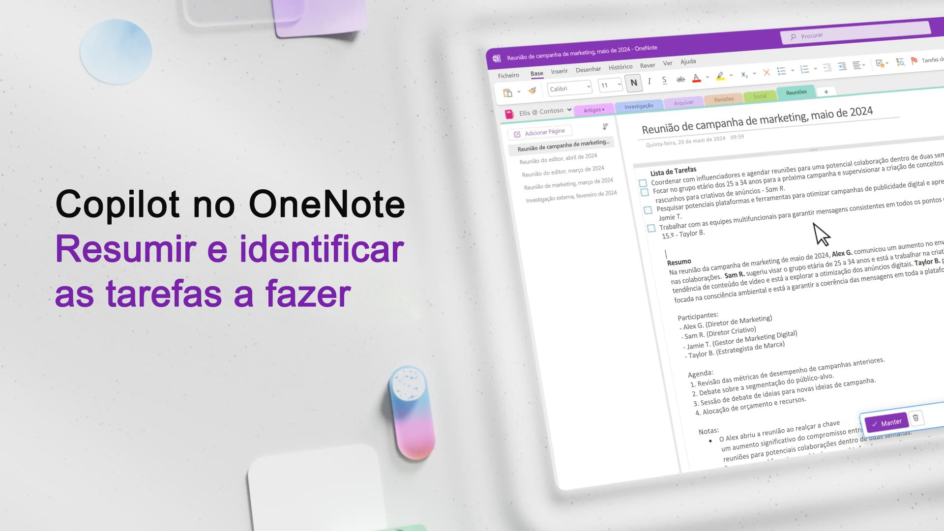 Vídeo: Resumir e identificar itens de tarefas com o Copilot no OneNote