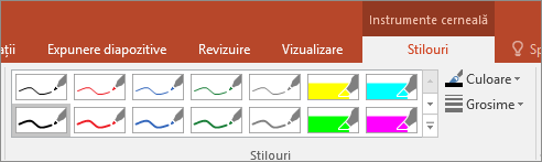 Afișează opțiunile de stil Stilou din Office