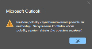 Chyba konfliktu Outlooku s položkou schôdze