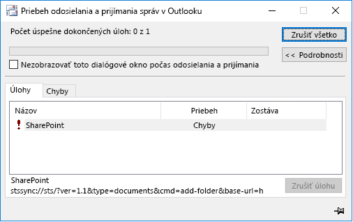 Chyba stssync v SharePointe