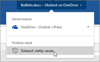 Kurzor pri kliknutí na názov súboru, Zobraziť všetky verzie