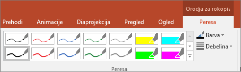 Prikazuje možnosti »Slog peresa« v Officeu