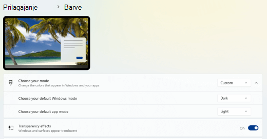 Možnost prosojnosti v Windows 11