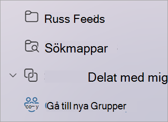 I mapplistan väljer du Gå till ny Grupper eller Gå till Grupper