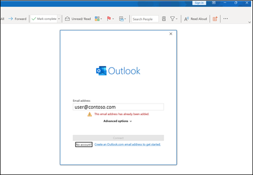 Inloggningsfel i Outlook lokalt