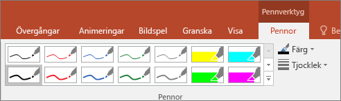 Visar formatalternativ för Penna i Office