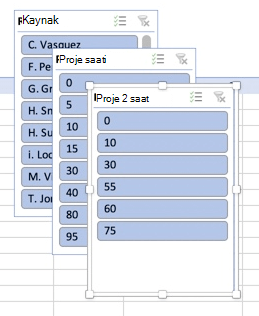 Mac için Excel PivotTable dilimleyicileri.