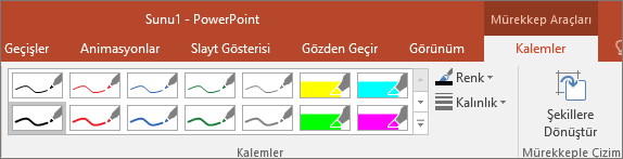 Office'te Kalem stili seçeneklerini gösterir