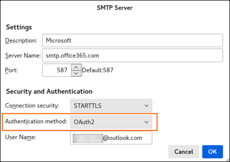 Modern auth mozilla step 2 SMTP Server