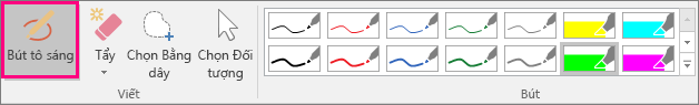 Hiển thị nút Bút tô sáng trong Công cụ Mực