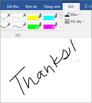 Hiển thị ví dụ về từ viết tay trong tài liệu Word