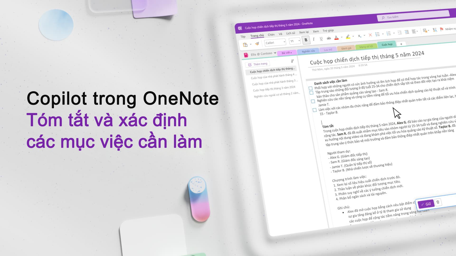 Video: Tóm tắt và xác định các mục việc cần làm bằng Copilot trong OneNote