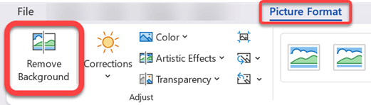 在工具栏功能区的“图片格式”选项卡上，选择“删除背景”选项。