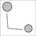 顯示在兩個圓形之間以筆跡繪製的連接器。