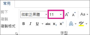 [常用] 索引標籤上的 [字型大小] 方塊