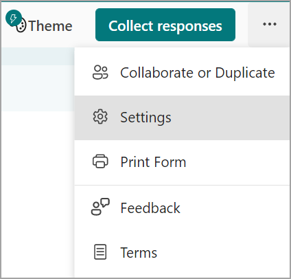צילום מסך של תפריט שלוש הנקודות של הגדרות טופס נוספות.