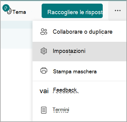 Screenshot del menu dei puntini di sospensione Altre impostazioni del modulo.