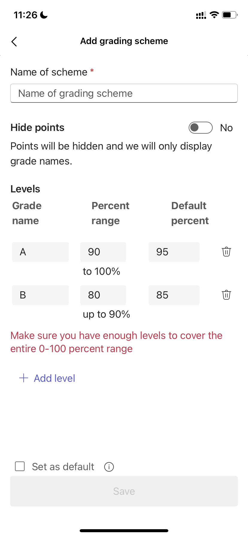 grading scheme