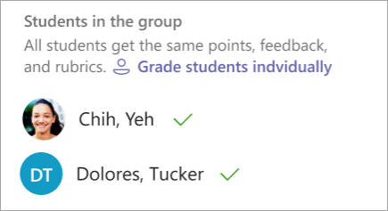 Option to grade students individually