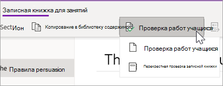 Кнопка "Проверить работу учащихся". Проверка работы учащихся и перекрестная проверка записных книжек — это варианты.