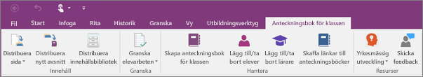 Fliken Anteckningsbok för klassen.