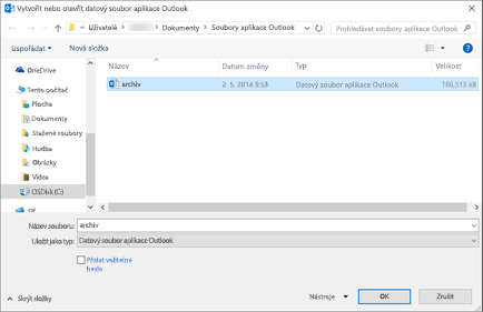 Vyberte soubor s názvem „archiv“.