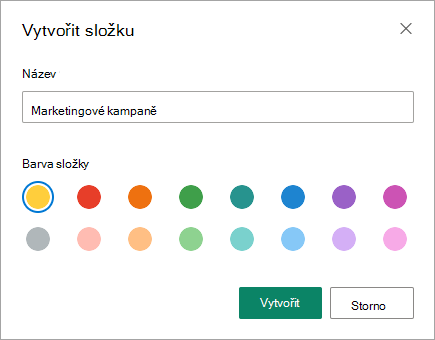 Název nové složky můžete zadat v dialogovém okně Vytvořit složku v moderním prostředí SharePointu.