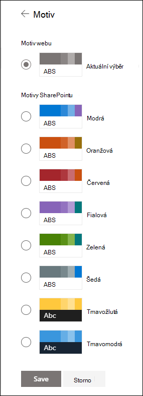 Změna motivu sharepointového webu