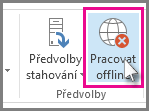 Tlačítko Pracovat offline v Outlooku 2013